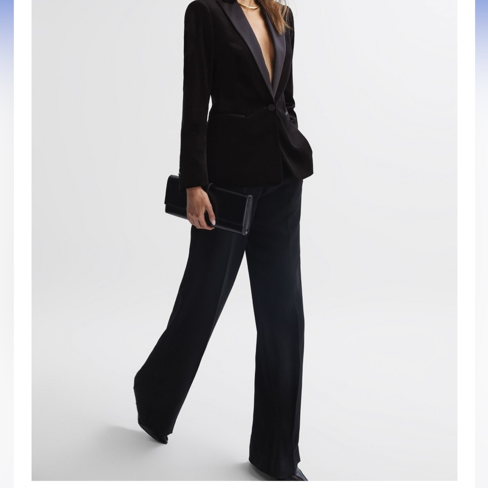 DKNY Black Velvet High Rise Straight Leg Pants Size 2